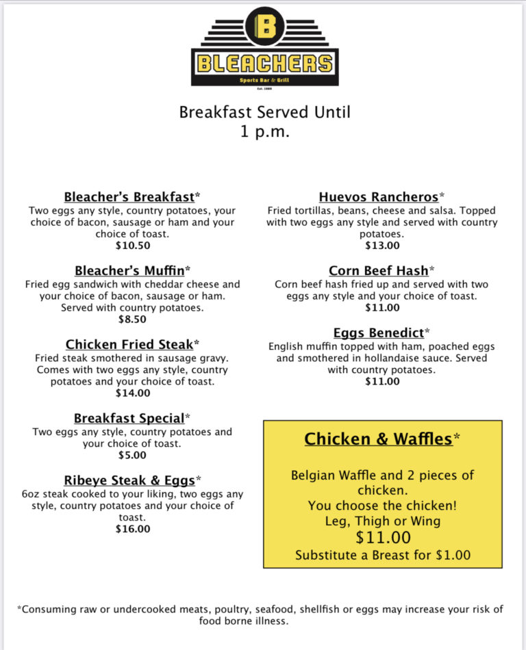 Portland Sports Bar Menus Bleachers Bar Portland